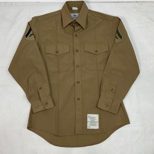 #1762 Valor Collection Marine Military Tan Button Up Men’s Shirt|Size:15- 1/2 33
